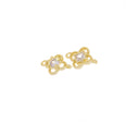 Gold 4 Leaf Flower Connector Charm,CZ Four Leaf Clover Connector Charm,Four Leaf Flower Connector For Bracelet And Earrings,CNG145-CNG146