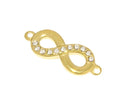 Water Proof, Tarnish Proof Gold CZ Infinity Connector Charm, Infinity sign for Necklace or Bracelet, Forever Symbol, CZ Connector, SSCNG01