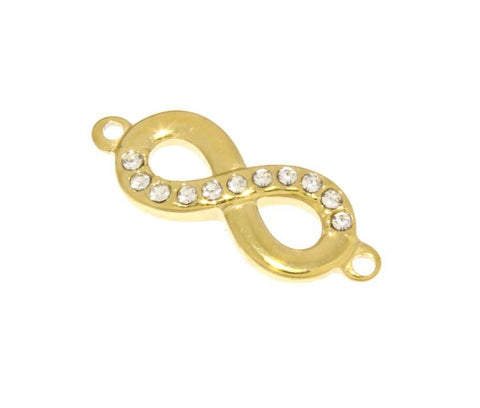 Water Proof, Tarnish Proof Gold CZ Infinity Connector Charm, Infinity sign for Necklace or Bracelet, Forever Symbol, CZ Connector, SSCNG01