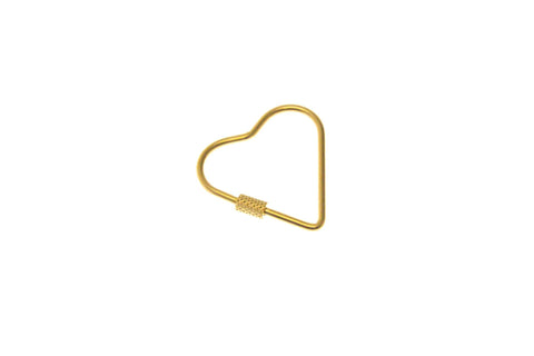 Water Proof, Tarnish Proof Gold Heart Carabiner, Screw on Textured Clasp, for Charm Necklace or Bag Charms, Large Size 241130RJAX-1