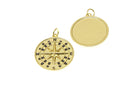 18k Gold Compass Charm or Pendant, Medallion Charm, Travel Charm, North Star Charm, Dainty CZ Compass Pendants, CPG1667,CPG1668