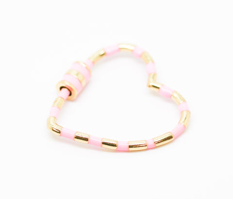 Baby Pink Enamel Heart Screw on Clasp, 1 pc, 5 pcs, 10 pcs, WHOLESALE CLG107