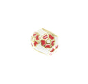 18k Gold Delicate Flower Spacer, White and Red Bead Spacer Bead, Thick Band Spacer For Jewelry, SPG105