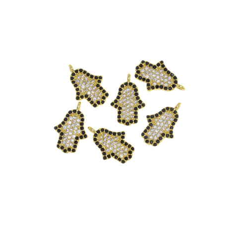 Gold Hamsa Charm With CZ,Hamsa Amulet Charm For Necklace And Bracelet,Pave CZ Hamsa Protection  Pendant,CPG603