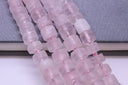 Natural Matte Finish Pink Rose Quartz Rondelle Beads, 10x6mm, Matte Tyre Beads, 15.5 inches, Full Strand