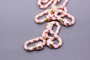 Baby Pink/Gold Enamel 13x19mm Small Candy Cane Carabiner lock, Screw Clasp, Screw on Clasp,  CLG087