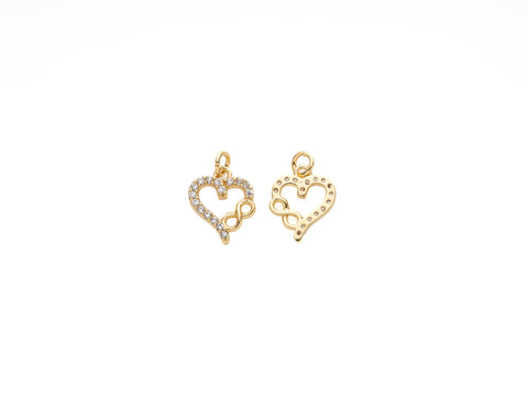 Gold cz infinity Heart Charm, infinity cz heart pendant, cz infinity pendant, heart infinity charm, cz heart charm, CPG1023