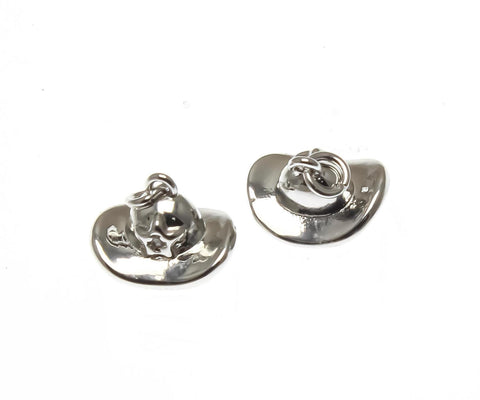 18k Gold or Silver CZ Tiny Rancher Hat, Cowboy Cowgirl Hat, CZ Western Hat, Rancher hat Charm, CPG2278, CPS2278