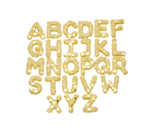 Golden Nugget Alphabet Slider Charms,Bubble Initial Charm,Textured Nugget Large Initial Charm,Birthday Balloon Letter Charm,CPG2468