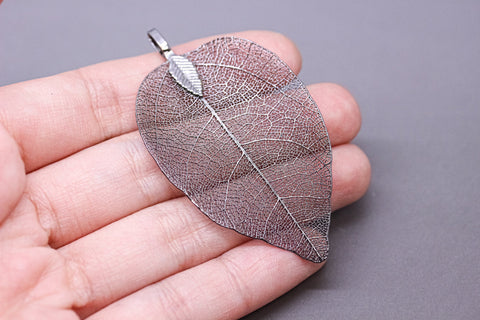 Black Real Leaf Dipped Pendant, Real Leaf Jewelry, Three inches, Natural Jewelry Component,1 pc or 10 pcs, WHOLESALE