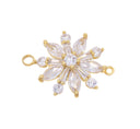 Gold Flower Connector Charm,CZ Flower Connector Charm For Bracelet,Flower Charm For Jewelry Making,Double Ring Flower Connector Charm,CNG629