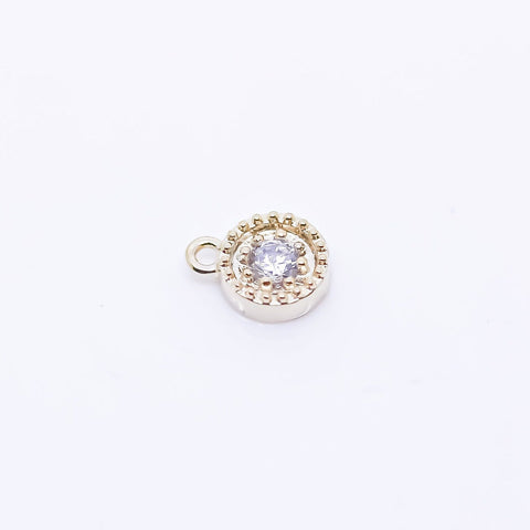 Gold Tiny Round Cz Drop, 5.5mm, round cz drop, Flower cz drop,CPG411
