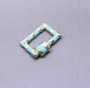 Turquoise/Gold Enamel 15x19mm Rectangle Candy Cane Carabiner lock, Screw Clasp, Screw on Clasp,CLG093