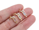 Gold Cocktail Drink Glass Cup Charm With Straw And Tropical Flower,Pave Set With Clear And Color CZ,CPG1461