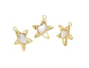 Star Charm With Polished Shiny White Mother Of Pearl Heart,Gold Star Charm With MOP Heart Inlay,Gold Star Charm With Heart Inlay ,CPG614