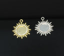 Gold or Silver Sunburst cz trimmed Sun Pendant, 17mm, celestial jewelry, Sun and Moon Charm,CPG273-CPS273