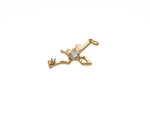 CZ Gold Abstract Butterfly, Dainty Gold Butterfly Charm, CZ Butterfly Pendant, CPG773