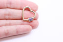 Gold Amethyst Heart CZ Screw on Clasp, Carabiner Lock