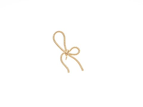 18k Gold or Silver rope twisted ribbon bow, Cute Wire Wrapping Bow Charm, great for earrings or necklace CLS619, or CPG619