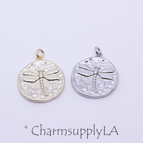 Gold or Silver Dragon Fly medallion, Wisdom, Change and Transformation, 18mm, 1 pc or 10 pcs, WHOLESALE,CPG262-CPS262