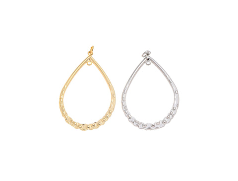 18k Gold or Silver Medium Sized Hoop Earring or Necklace Component For DIY Jewelry, Hammered Gold Texture, CPG1517, CPS1517