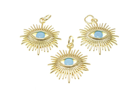 18k Gold Evil Eye Amulet Pendant,Evil Eye Charm,Evil Eye Charm, Turkish Nazar Evil Eye Gold Charm,3rd Eye Protection Charm,CPG2337