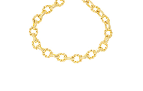 Twisted Rope And Smooth Alternating Oval Link Chain,Braided Twisted Gold Chain For Jewelry Making,Alternating Gold Oval Link Chain,CHG171