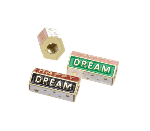 Talisman Tube Barrel Spacer Bead,Gold Talisman Evil Eye Spacer Bead ,Large Hole Spacer Bead For Leather Cord,Paracord Or Chain,SPG121