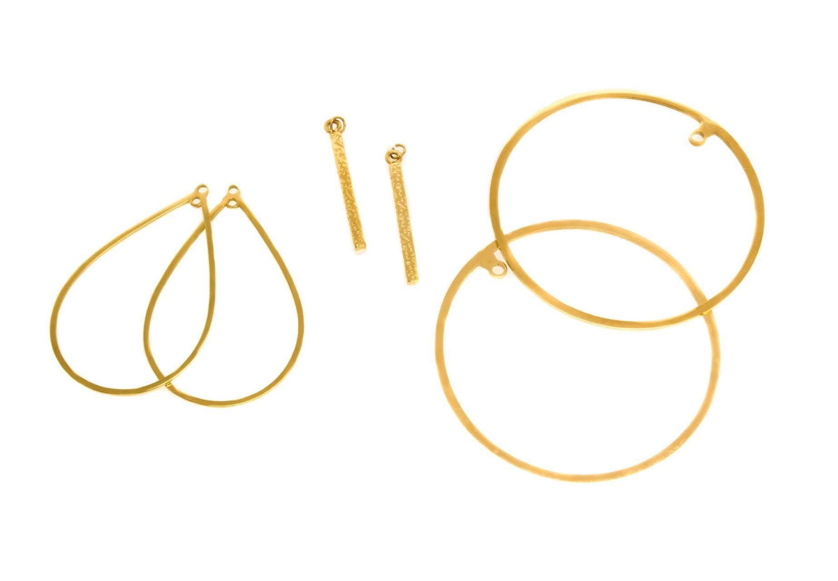 Water Proof, Tarnish Proof Multipurpose Earring Components, Teardrop, Hoop Shape, Gold Column, Boho Chic Accessories, SSPG024-26