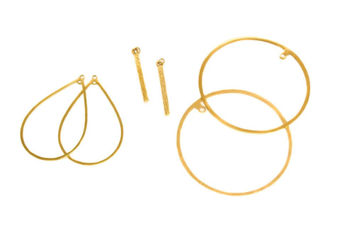 Water Proof, Tarnish Proof Multipurpose Earring Components, Teardrop, Hoop Shape, Gold Column, Boho Chic Accessories, SSPG024-26