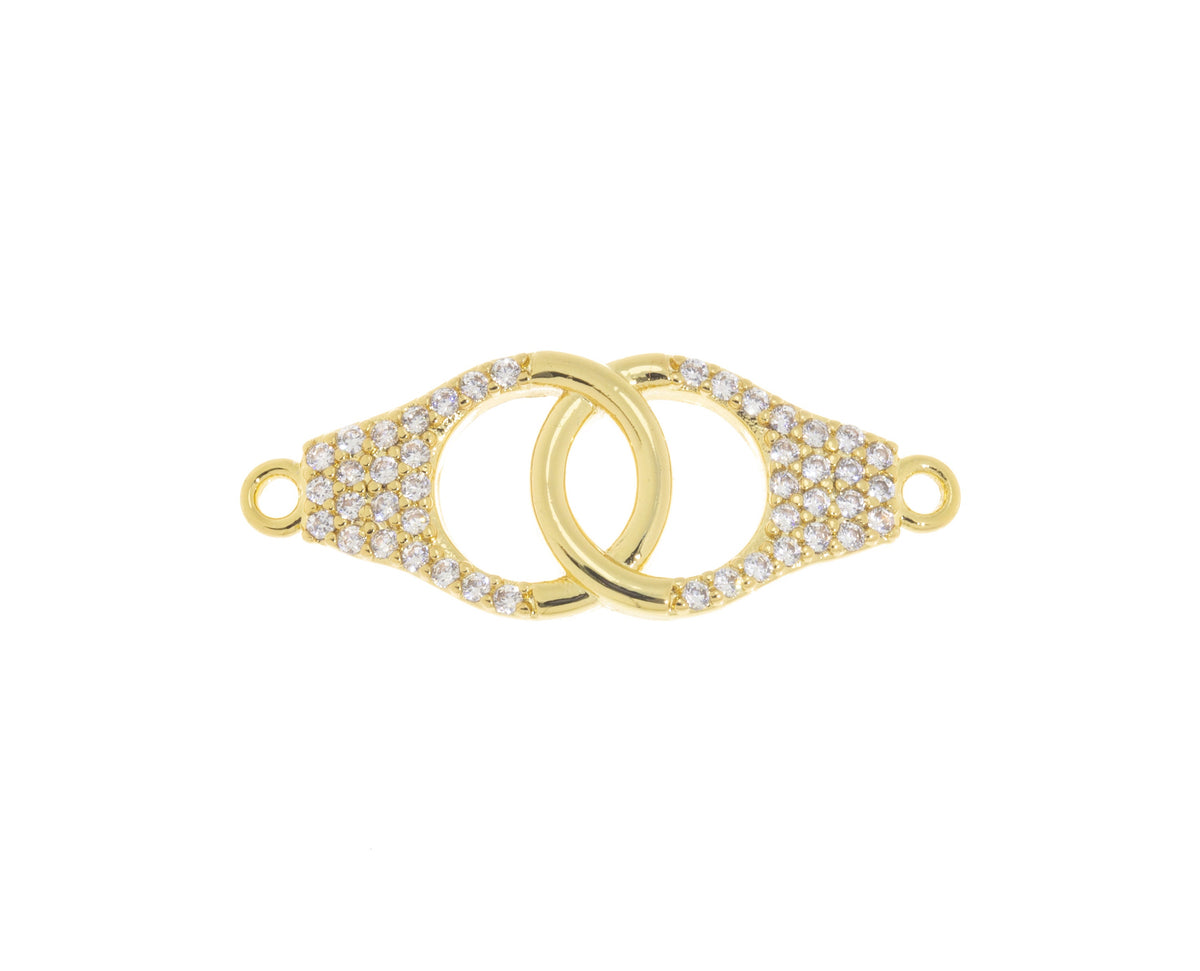 Handcuff Bracelet Connector Charm,Gold Handcuff CZ Connector Charm,Pave Hand cuff  For Jewelry Making,CNG053