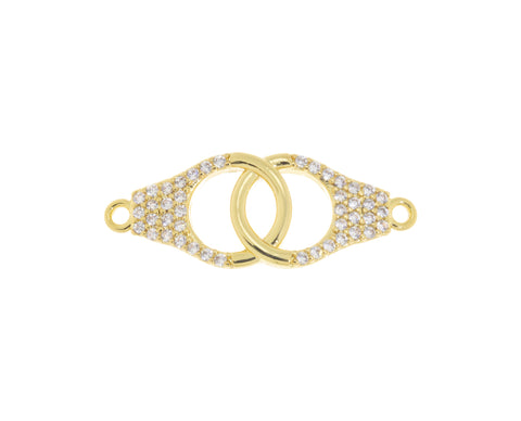 Handcuff Bracelet Connector Charm,Gold Handcuff CZ Connector Charm,Pave Hand cuff  For Jewelry Making,CNG053