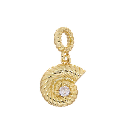 Ammonite Charm With CZ,Ammonite Sealife Charm,CZ Ammonite Shell Charm For Necklace Or Earrings Making,Dainty Nautical Charm,CPG2481