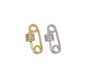 Safety Pin Clasp With Screw For Jewelry Making,Gold Or Silver Safety Pin Clasp,CZ Safety Pin Charm,Pave Safety Pin Clasp,CLG-CLS162