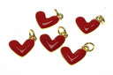 18k Gold Enamel Red Heart Charm For Necklace Or Earring Making. Gold Heart charm, Minimalist Gold Heart charm, Dainty Heart Charm, CPG2332