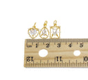 Dainty Gold Charms For Necklace,Heart Charm,Tear Drop Charm,Emerald Cut Charm,Small Necklace Charms With CZ,CPG2492-94-96