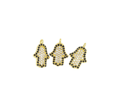 Gold Hamsa Charm With CZ,Hamsa Amulet Charm For Necklace And Bracelet,Pave CZ Hamsa Protection  Pendant,CPG603
