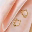 Gold Earring,Dainty Cuban Chain Design Hoop Earring With Lever Back Closure, EAC-113