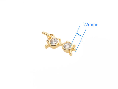 Gold Mini Sunglasses Cz Charm, Dainty Summer Charm, Sunshade mini charm, gold summer theme trinket, Sunglasses charm, CNG016