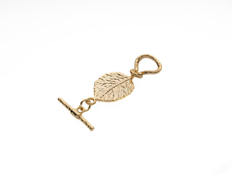 Gold leaf toggle clasp, textured toggle. gold leaf connector, leaf O bar clasp, CPG2110