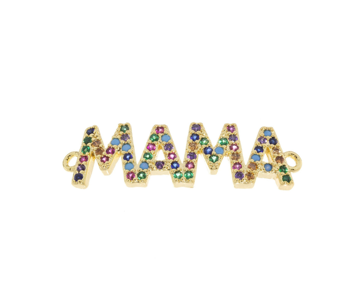 Mama Monogram Bracelet Charm,Mama Word Monogram Connector Charm,Mother’s Day Gift,Mama Pave CZ Monogram,1 pc,5pcs or 10pcs,Wholesale,CNG039