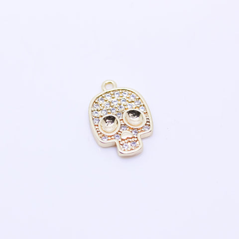 Gold Or Silver cz Skull Charm, 14x10mm, gold skull charm, Silver Skull Charm, 1 pc or 10 pcs, WHOLESALE,CPG315-CPS315