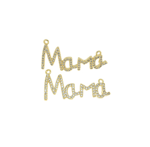 Mama Monogram Necklace Charm,Mama Word Monogram Connector Charm For Necklace,Mother’s Day Gift,Mama Pave CZ Monogram,CNG049