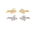Gold And Silver Dove Charm,CZ Dove Charm With Open Jump Ring,Pave Dove Charm For Jewelry Making,Symbol Of Peace Dove Charm,CPG-CPS1482