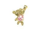 18k Gold Teddy Bear Charm, Pink CZ detail, Little Bear Charm, Small Bear Charm, Animal Lover's Gift Idea, Statement Piece, CPG2396