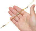 Gold Cube And Marquise Link Chain For Jewelry Making,Ribbed Oval And Square Tube Chain,Chain For Bracelet And Necklace Designing,CHG066