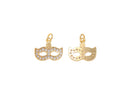 Gold Masquerade Musk Charm,Masquerade Pave Mask Gold Pendant,Gold Mask Charm With CZ,Halloween Mask Charm For Necklace,CPG1489