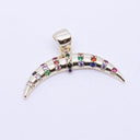 Gold or Silver Rainbow cz Double Tusk Pendant, 25x5mm, Rainbow Tusk, CPG763
