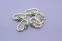 Gold Green Emerald cz screw on clasp, Carabiner lock,
