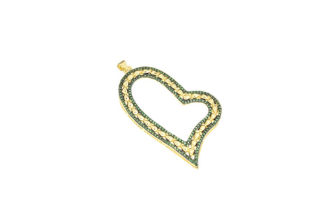 Large Pave 18k Gold Heart Charm, CZ Heart Charm, Cut Out  Heart Charm For Jewelry,Gold Heart Charm For Necklace, 4 Diff colors CPG2504